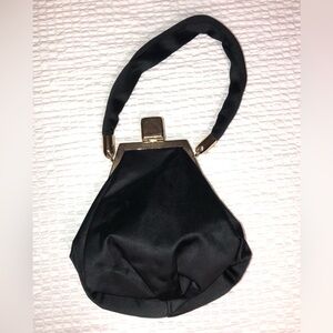 Little Black purse with gold hardware evening bag 6 x 8 and 12 inches long